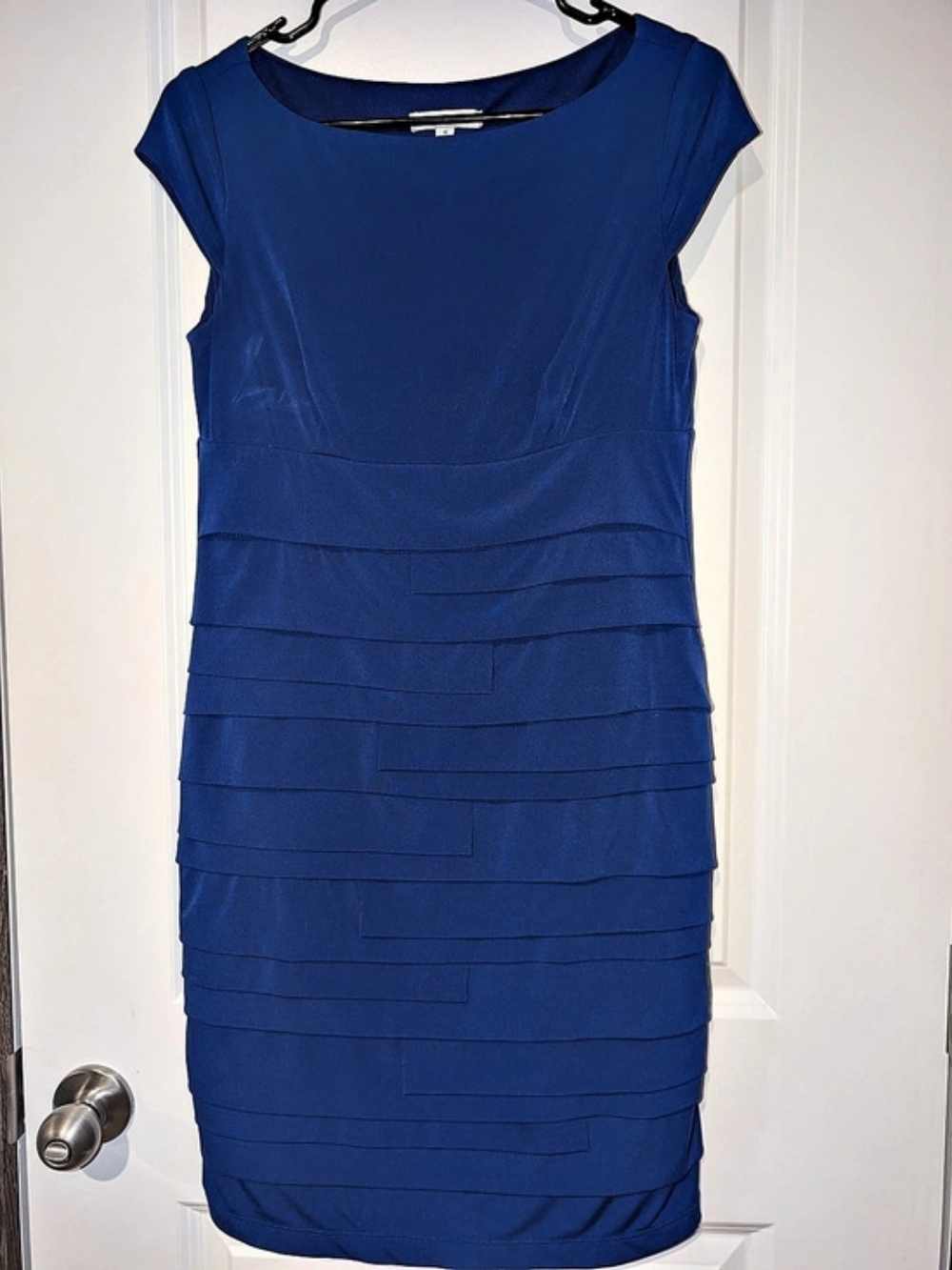 Sandra Darren Blue Tiered Mini Dress Size 8 Like New